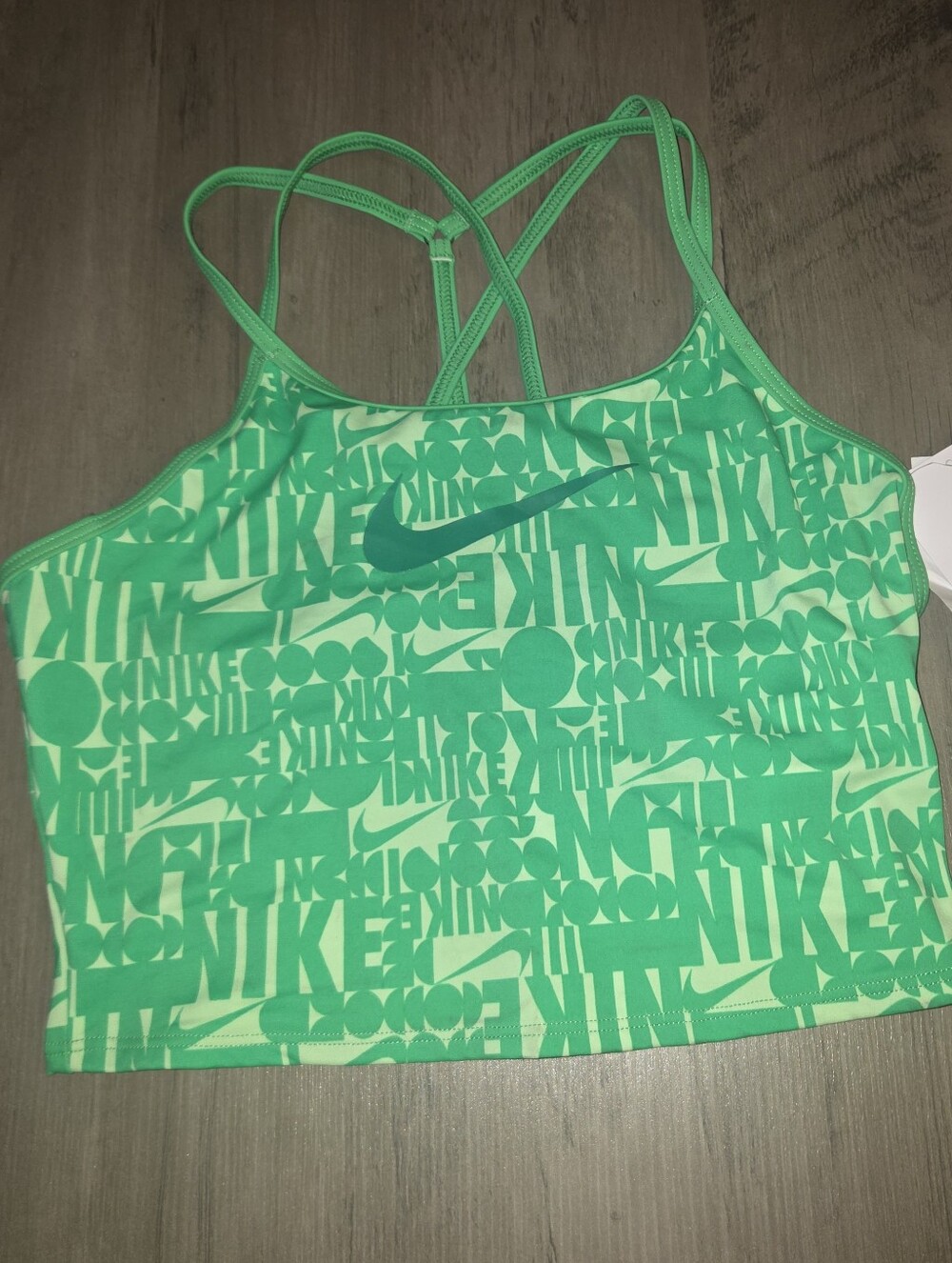 Nike Green Graphic Strappy Swim Crop Top